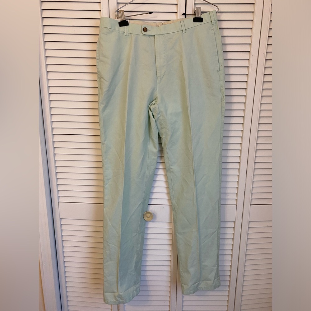NWT Peter Millar Pants Mens 35 Mint Green Linen Kentucky Derby Golf Dress Chino